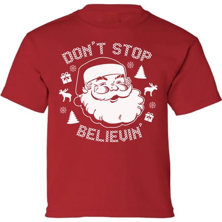 Don't Stop Believin Shirt for Kids Christmas - XS S M L XL Xmas Graphic Tee - Xmas T-Shirt Girls Boys Christmas Youth Shirt Holiday Xmas Top Gifts