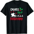 thumbnail image 1 of Don’t Stop Believing Christmas Santa Sleigh T-Shirt, 1 of 5