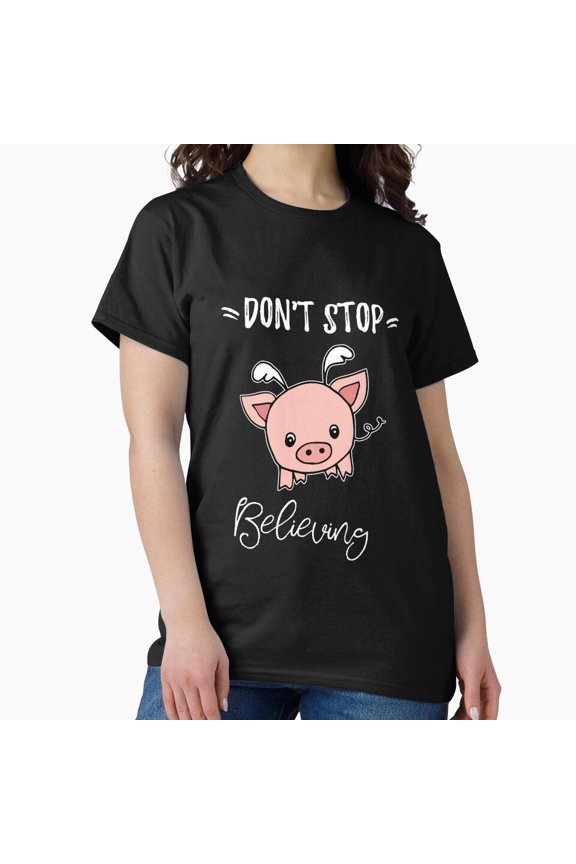 Don’t Stop Believing Festive Holiday Winter Cheer Inspiring Quote Unisex T-Shirt, up to size 5XL
