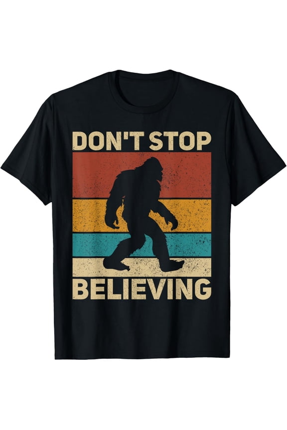 Don't Stop Believing Sasquatch Costume Mens Big Foot Bigfoot T-ShirtMen and women, Black T-shirt, size: Extra large
