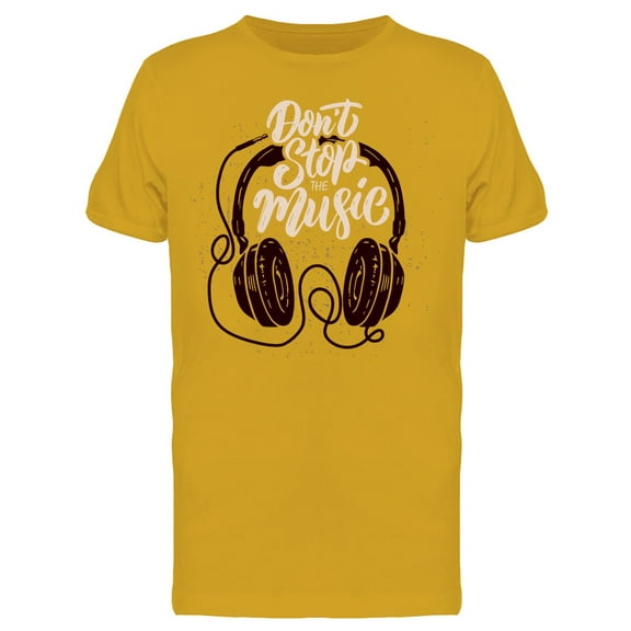 Don't Stop Music Headphones Art T-Shirt Men -Image by Shutterstock, Male 3X-Large