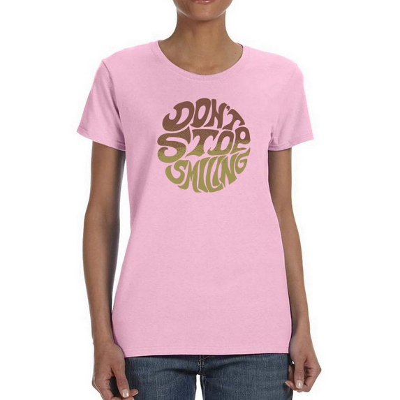 Don't Stop Smiling Groovy Style T-Shirt Women -Image by Shutterstock, Female XX-Large