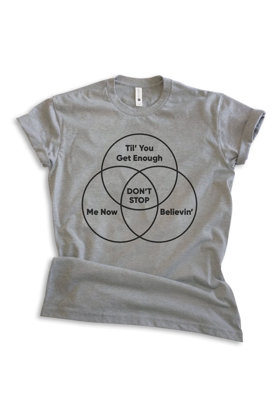 Don't Stop T-shirt, Unisex Women's Men's Shirt, Funny Lyrics Music 80s Retro Rock And Roll Pop, Dark Heather Gray, Small