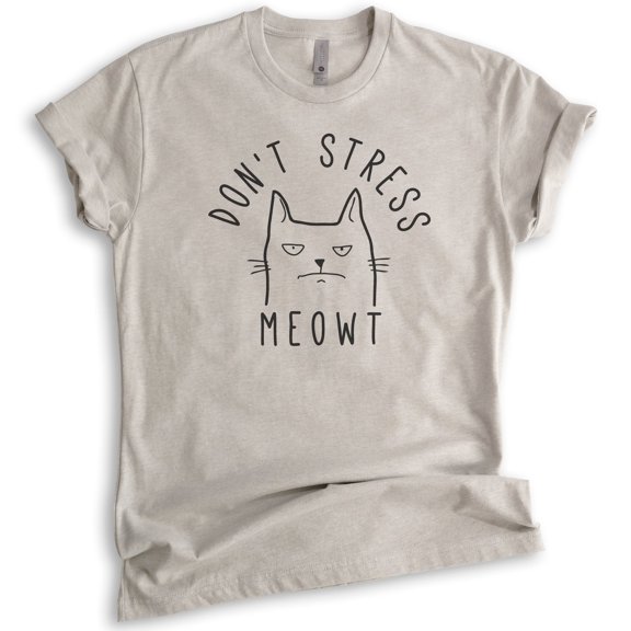 Don't Stress Meowt Shirt Cat Shirt, Unisex Women's Men's Shirt, Funny Cat Shirt, Clever Cool Cat Shirt, Light Silk Gray, XX-Large