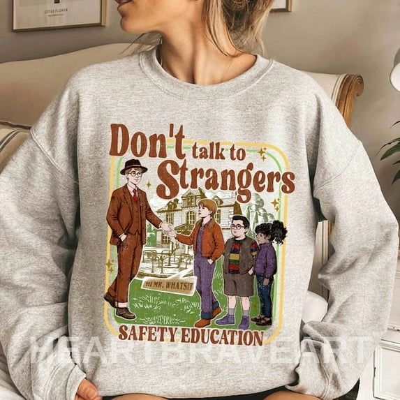 Don’t Talk To Strangers Sweatshirt, Merry Upside Down Crewneck, Retro 80s Monster Sweatshirt - Sizes S-5XL ,Art Print JSC