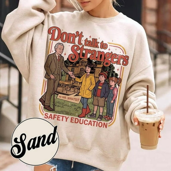 Don’t Talk To Strangers Sweatshirt, Merry Upside Down Crewneck, Retro 80s Monster Sweatshirt - Sizes S-5XL ,MinimalTee