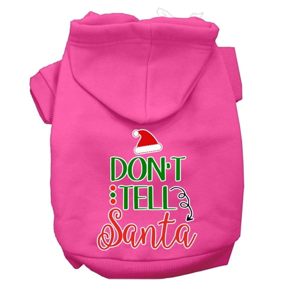 Christmas Pet Dog Cat Hoodie Screen Printed, "Don't Tell Santa"