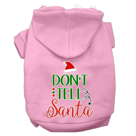 Christmas Pet Dog Cat Hoodie Screen Printed, "Don't Tell Santa"
