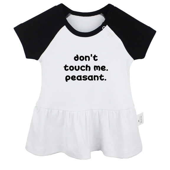 Don't Touch Me Peasant Funny Dresses For Baby, Newborn Babies Skirts, Infant Princess Dress, 0-24M Kids Graphic Clothes (Black Raglan Dresses, 0-6 Months)