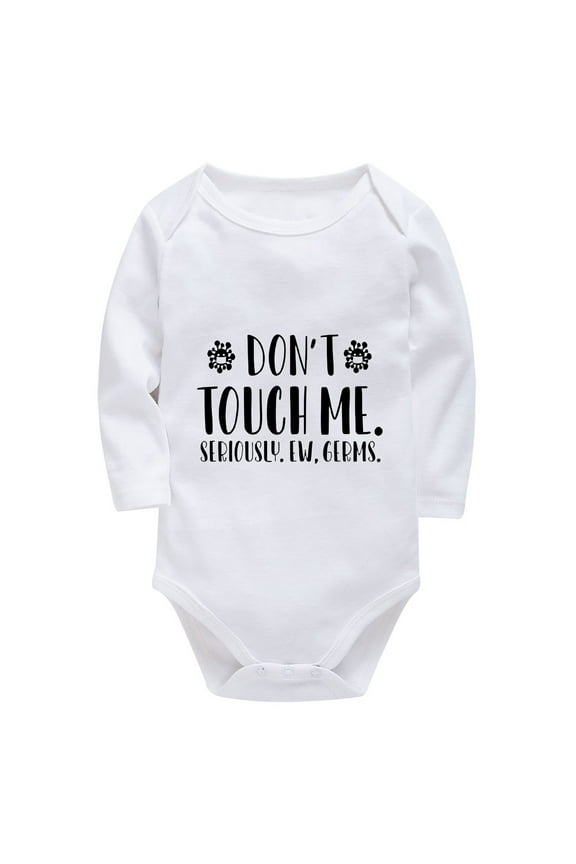 Don't Touch Me Seriously Infant Going Home Outfit Long Sleeve Neutral Baby Bodysuit White Baby Boy Suits 0-3 Months