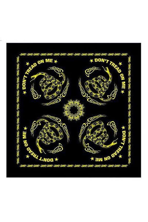 Don't Tread On Me 22 Inch Cotton Bandana, Black