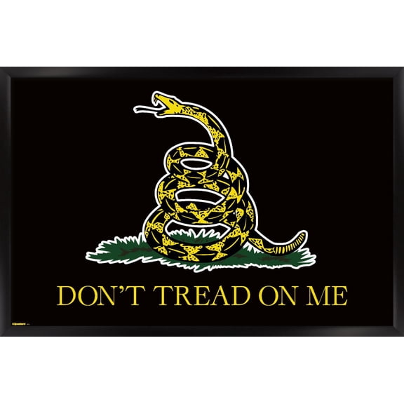 Don't Tread On Me - Black Flag Wall Poster, 22.375" x 34" Framed