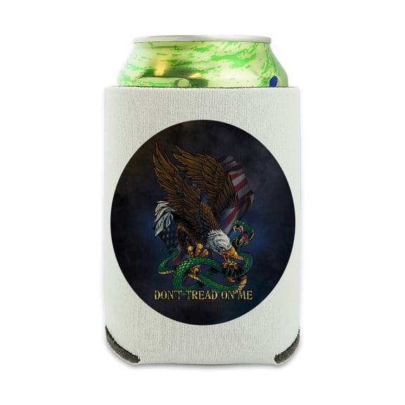 Don't Tread On Me Eagle Snake Can Cooler - Drink Sleeve Hugger Collapsible Insulator - Beverage Insulated Holder