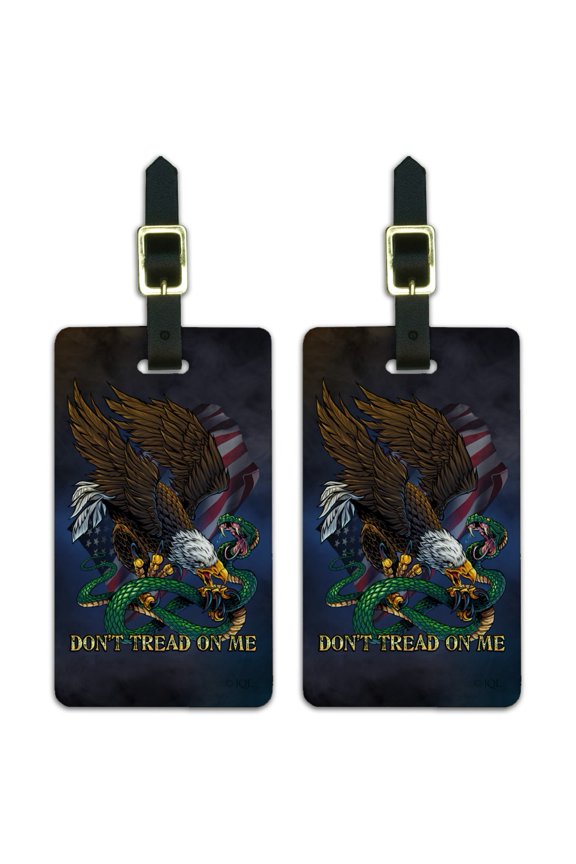 Don't Tread On Me Eagle Snake Luggage ID Tags Suitcase Carry-On Cards - Set of 2