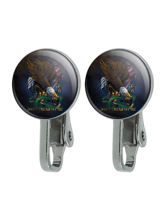 Don't Tread On Me Eagle Snake Novelty Clip-On Stud Earrings