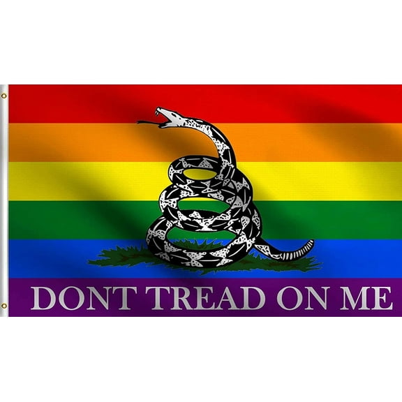 Don't Tread On Me Gadsden Pride Gay LGBTQ Equal Rainbow Parade Peace US 100D
