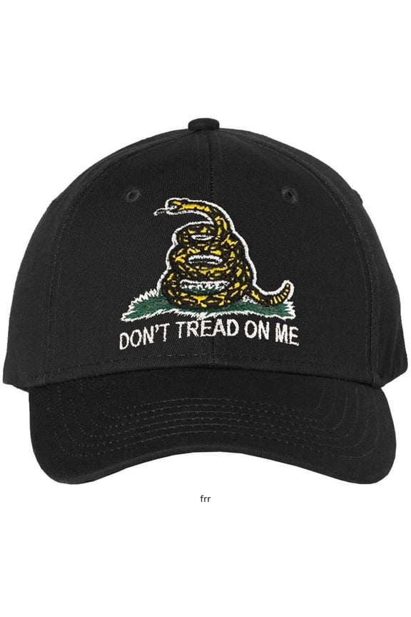 Don’t Tread On Me Gadsen Snake Baseball Cap Embroidered Rafflesnake Hat (Black)