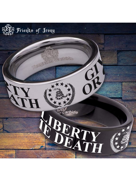 Don't Tread On Me Liberty or Death Tungsten Carbide Ring