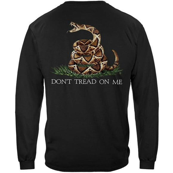 Don't Tread On Me Patriotic 100% Cotton Black Long Sleeves T-Shirt Medium
