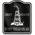 thumbnail image 1 of Don't Tread On Me Republican Independent BLACK Aluminum Composite Sign 20''x24'', 1 of 9