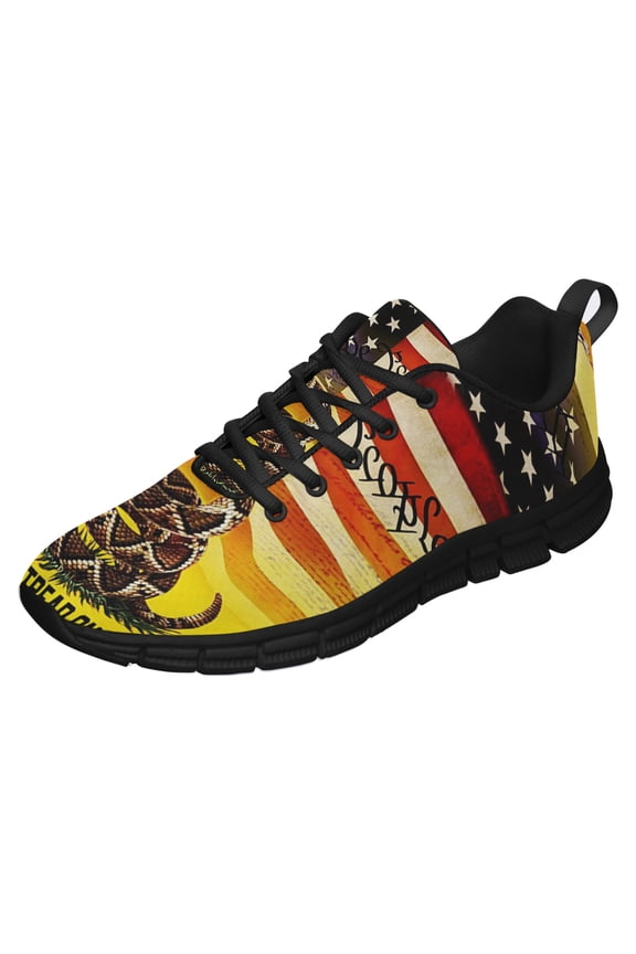 Don’t Tread On Me We The People Libertarian Running Shoes Sneakers Mesh Black Size 8