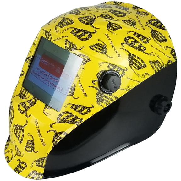 Don't Tread On Me Yellow Pattern Hydro Dipped Auto Darkening Welding Helmets