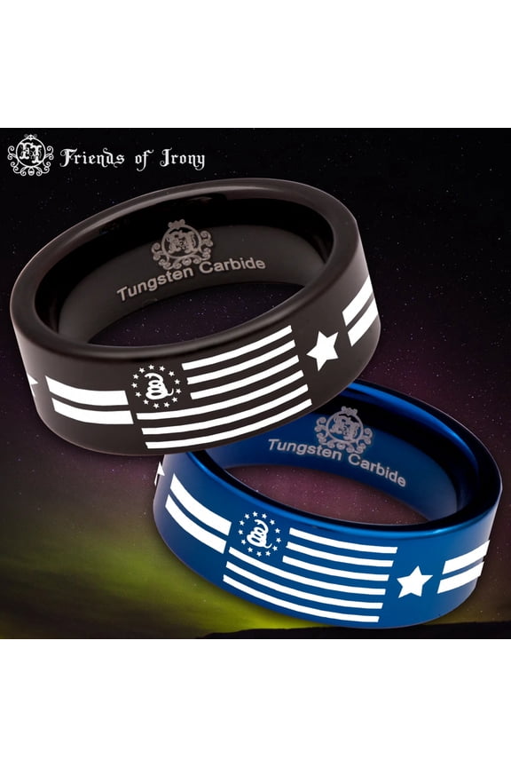 Don't Tread on Me American Flag Tungsten Carbide Ring