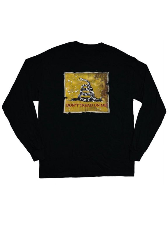 Don't Tread on Me Flag T-shirt Men's Long Sleeve Tee Black
