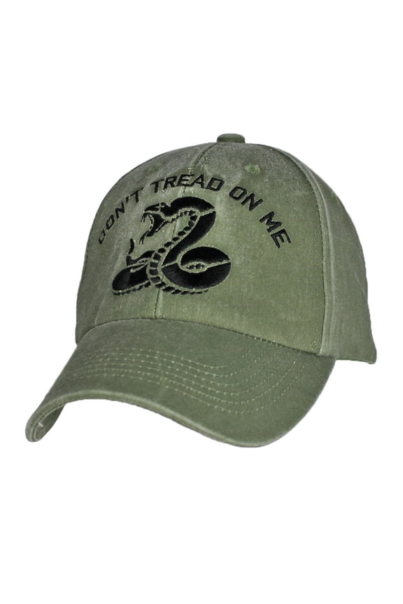 Don't Tread on Me Snake OD Green Adjustable Baseball Cap