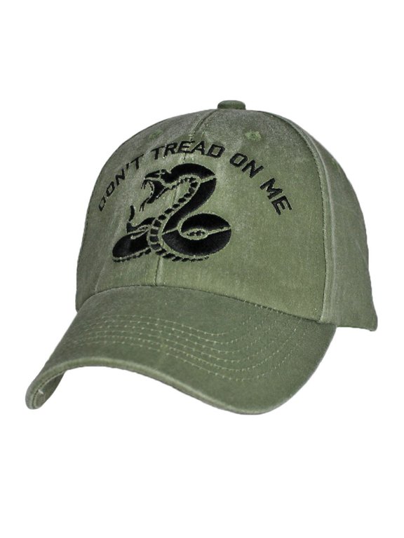 Don't Tread on Me Snake OD Green Adjustable Baseball Cap