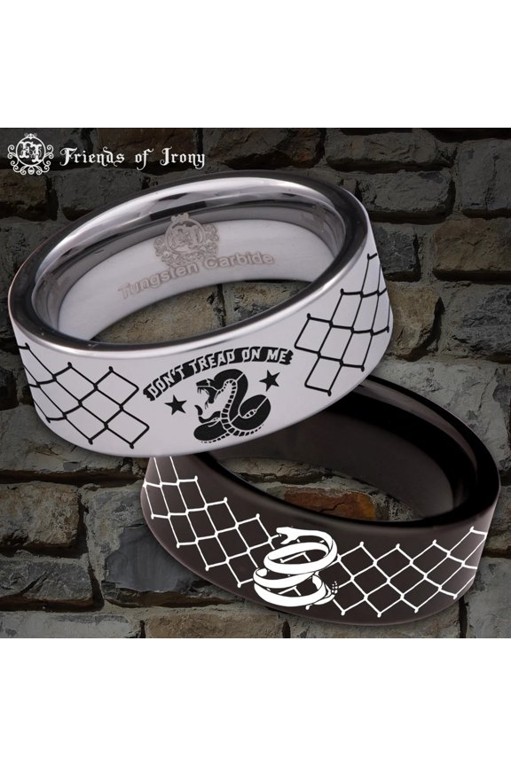 Don't Tread on Me Snake Tungsten Carbide Ring