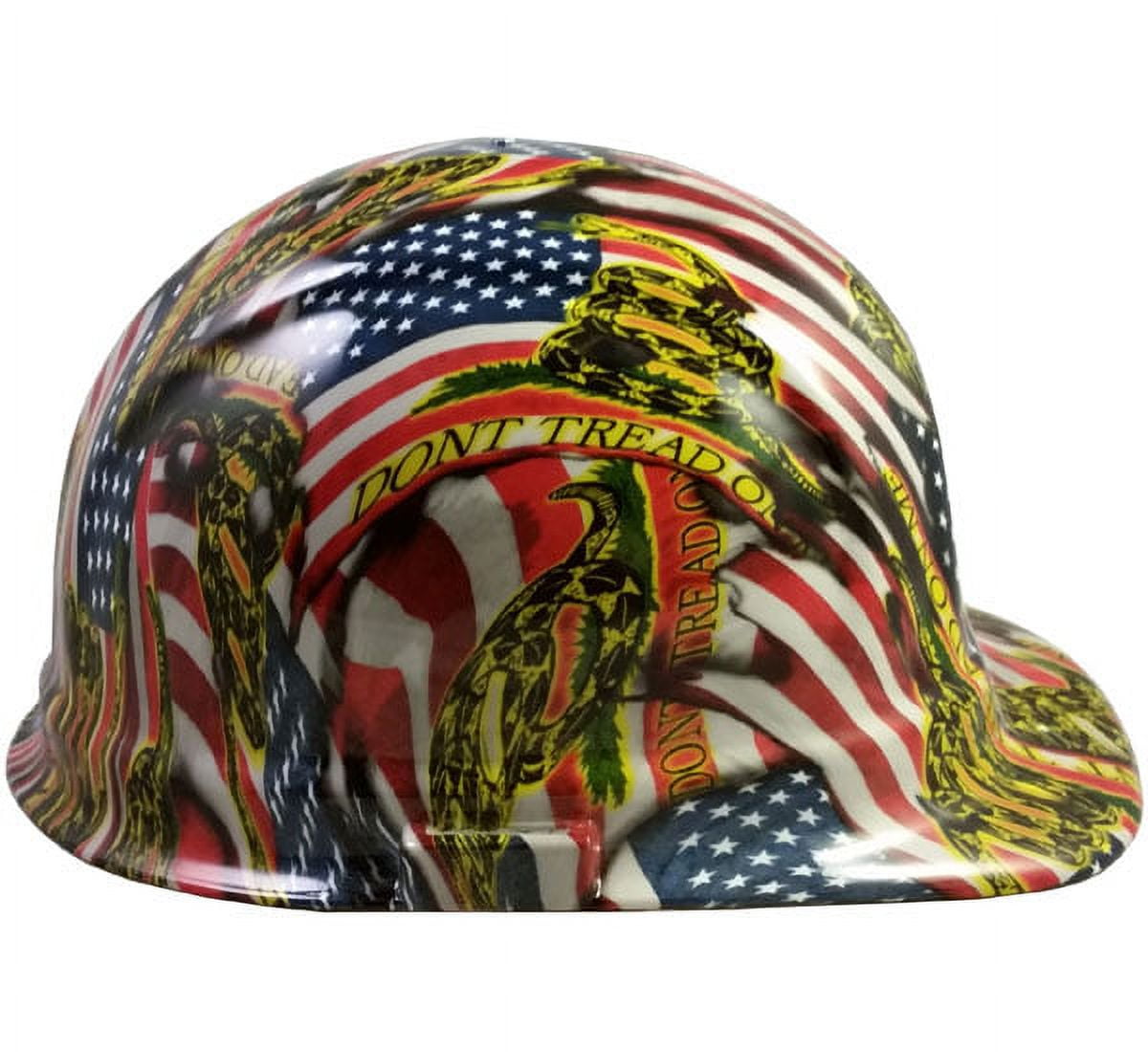 Don't Tread on Me USA FLAG Design Hydro Dipped Hard Hats Cap Style