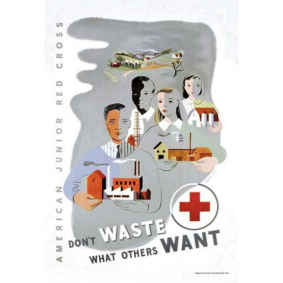 Don't Waste What Others Want: American Junior Red Cross Fine art canvas print (20" x 30")