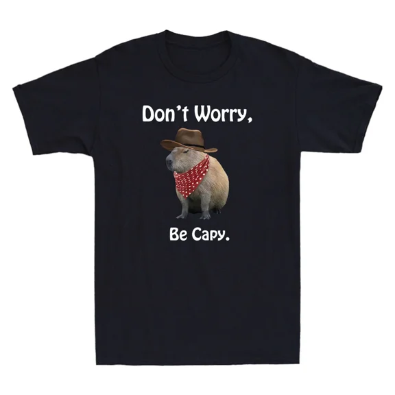Don't Worry Be Capy Funny Cowboy Capybara Animal Lover Unisex T-Shirt