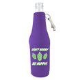 thumbnail image 1 of Don't Worry Be Hoppy! Beer Bottle Coolie (Purple With Opener), 1 of 2