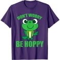 thumbnail image 1 of Don't Worry Be Hoppy Cute Crazy Frog Unisex T-Shirt for Men Women Kids,Purple Color,Size M, 1 of 5