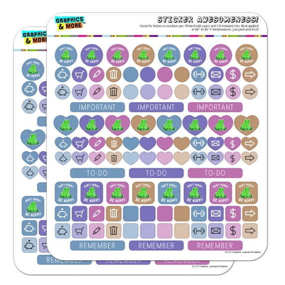 Don't Worry Be Hoppy Frog Funny Humor Planner Calendar Scrapbooking Crafting Sticker Set