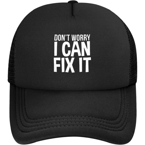 Don't Worry I Can Fix It Baseball Hat Classic Solid Color Adjustable Mesh Baseball Cap for Men Women Black