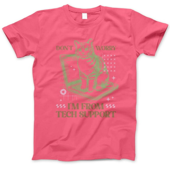 Don't Worry I'm From Tech Support T-Shirt – Funny Cat Laptop Graphic Tee, Geek Humor Shirt for IT Workers, Programmers & Cat Lovers