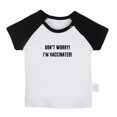 thumbnail image 1 of Don't Worry I'm Vaccinated Funny T shirt For Baby, Newborn Babies T-shirts, Infant Tops, 0-24M Kids Graphic Tees Clothing (Short Black Raglan T-shirt, 12-18 Months), 1 of 4
