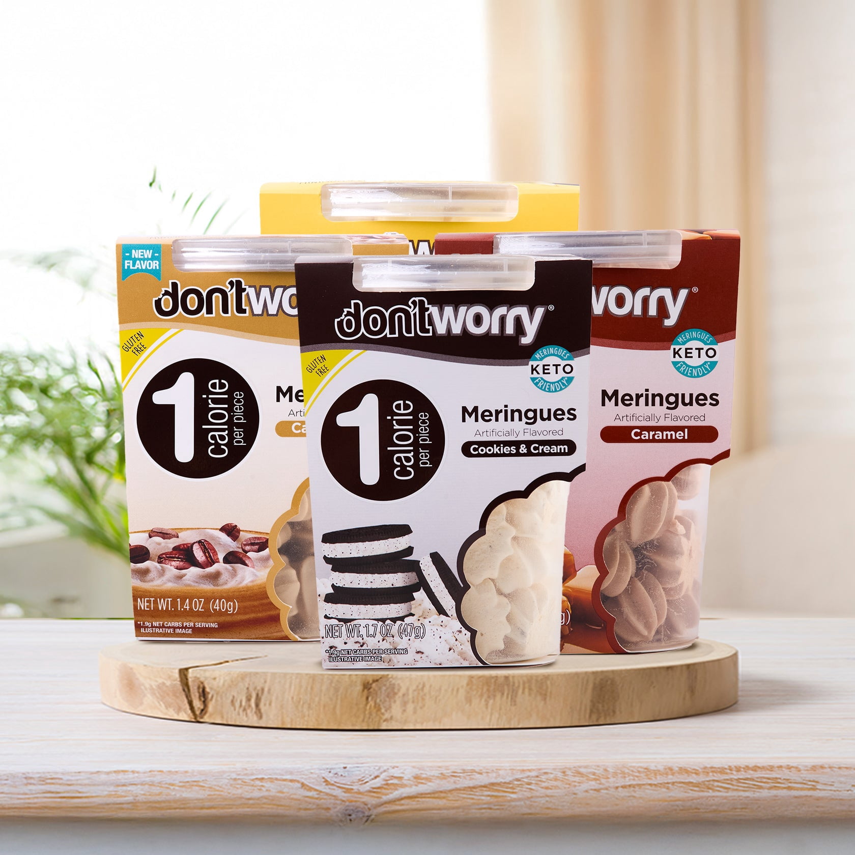 Don't Worry Meringue Cookies Keto Friendly - Low Calories per piece!, Healthy Candy, Gluten Free Cookies, Low Carb, Low Sugar Snacks - 4 Pack