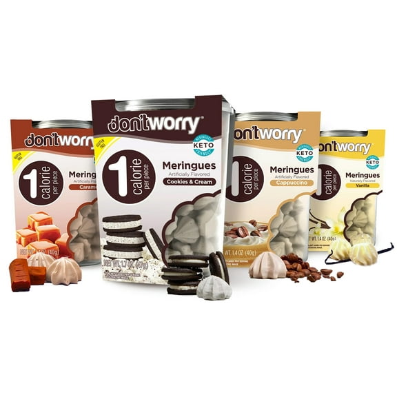 Don't Worry Meringue Cookies Keto Friendly - Low Calories per piece!, Healthy Candy, Gluten Free Cookies, Low Carb, Low Sugar Snacks - 4 Pack