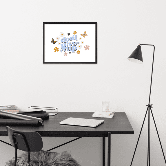 Don’t give up Framed photo paper poster, motivational poster, motivational wall art (18″×24″)