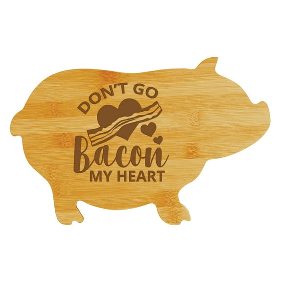 Dont go bacon my heart (13.75 x 8.75") Pig Shape Cutting Board | Funny Decorative Kitchen Chopping Board