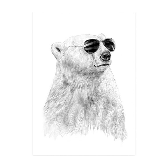 Don't let the sun go down - Illustration Animal Humor Sketch Pop Art Wildlife Black and White Unframed Wall Art Print 24 x 32 inches