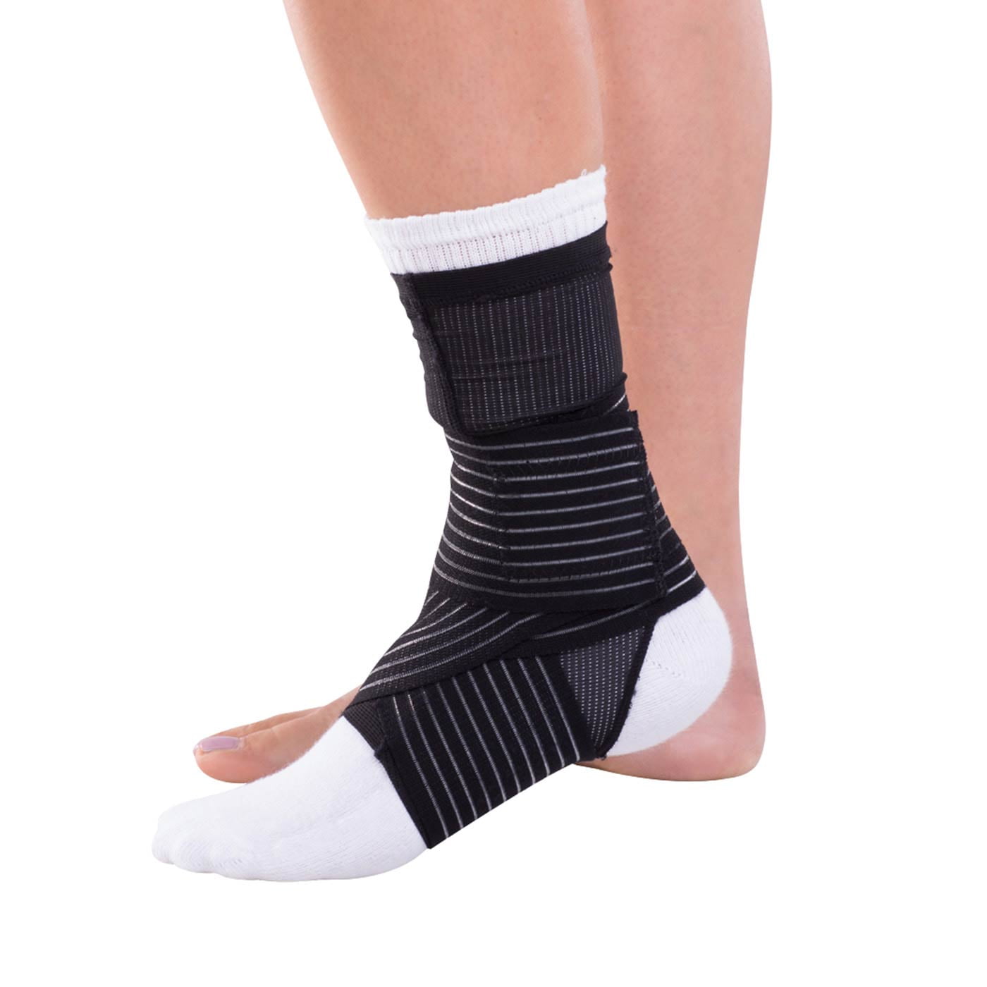 DonJoy Advantage DA161AV03-BLK-XL Ankle Sleeve with Figure 8 Straps for Sprains, Strains, Lateral Support, Open Heel, Black, L&nbsp;