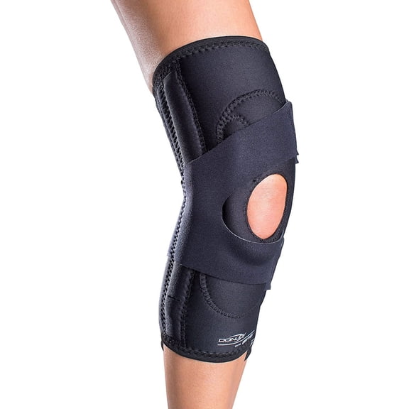 DonJoy Drytex Lateral J Buttress Universal Design Patella Knee Support Brace with Aluminum Hinge for Right Leg (Large, Black)