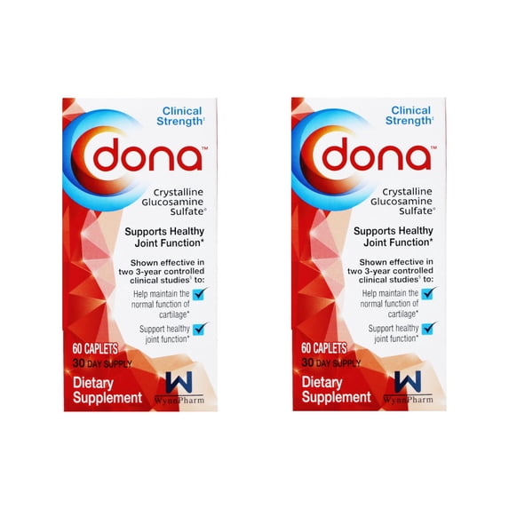 Dona Crystalline Glucosamine Sulfate, 750 Mg, 60 Count (Pack of 2 Total 120)