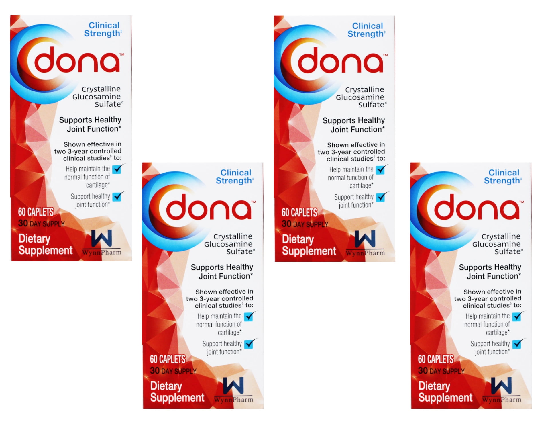 Dona Crystalline Glucosamine Sulfate 750 Mg, 60 Count - Pack of 4