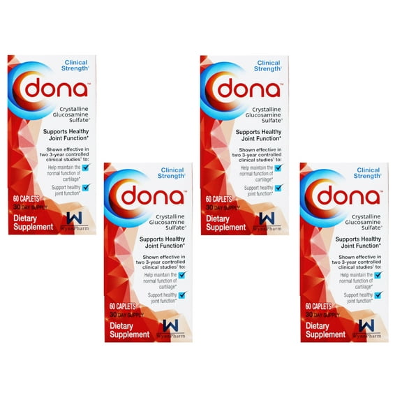 Dona Crystalline Glucosamine Sulfate 750 Mg, 60 Count - Pack of 4
